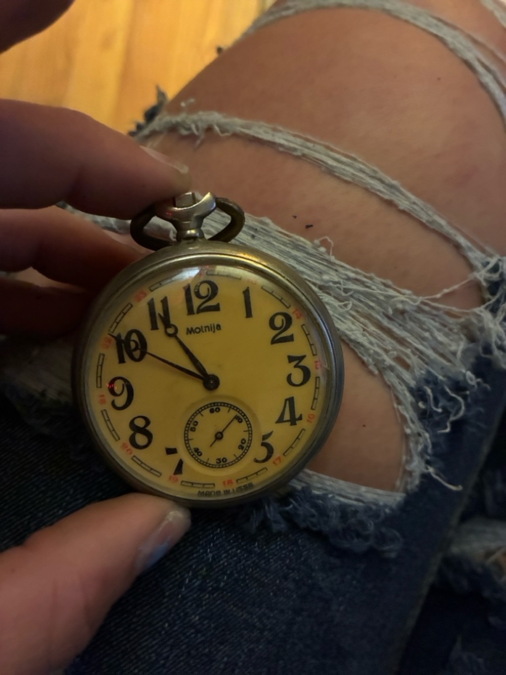 Molnija Yellow Pocket Watch - Vintage Dial